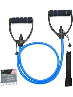✨Single Resistance Band Tube with D Handles Door Anchor Blue Workout Set